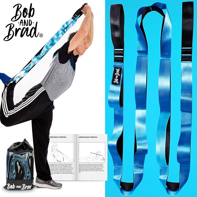BOB AND BRAD 12 Loop Yoga Stretch Strap - Non-elastic for Stretching, Physical Therapy, Pilates, Dance, Gymnastics, and Athletic Trainers With Carry Bag-FlexoryFit