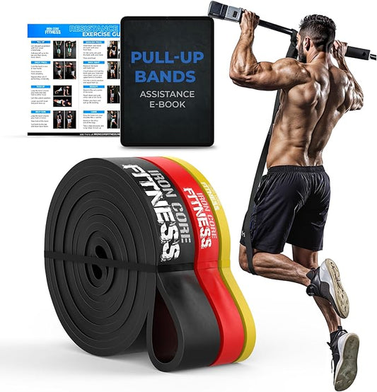 Pull Up Assistance Resistance Bands - Long Loop Power Bands for Men and Women - Strength Power Flexibility Training at Home & Gym - Ebooks & Workout Chart Included by Iron Core Fitness-FlexoryFit