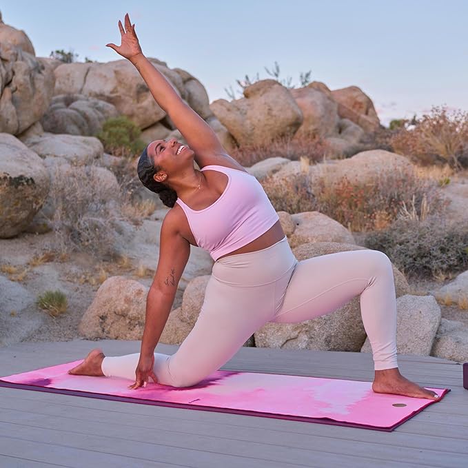 Manduka Yogitoes Yoga Towel – Rubber Grip Dots Non-Slip Bottom, Quick Dry Fitness Towel for Hot Yoga, Pilates, Exercise-FlexoryFit