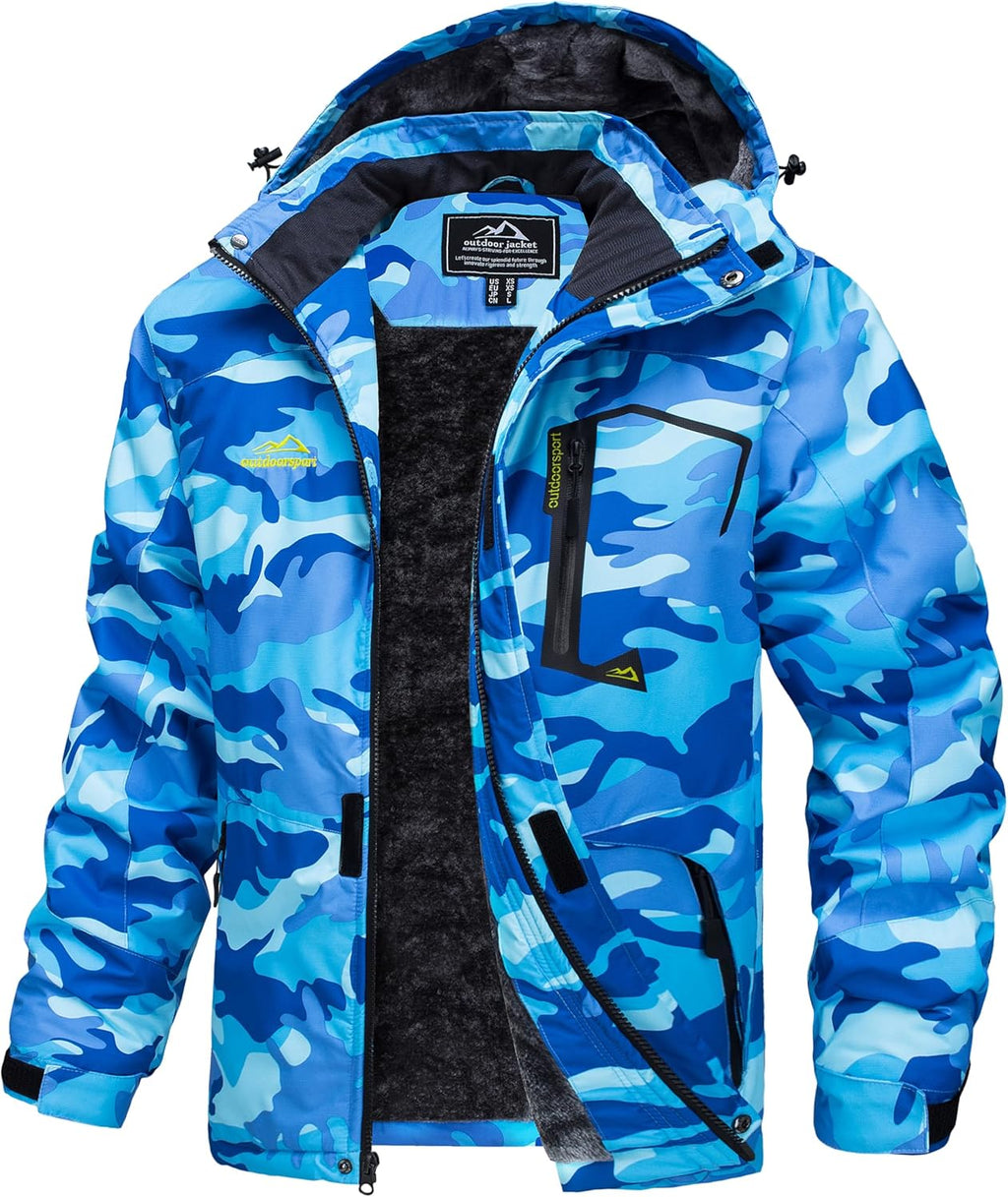 MAGCOMSEN Men's Winter Coats Water Resistant Ski Snow Jacket Warm Fleece Jacket Parka Raincoats With Multi-Pockets