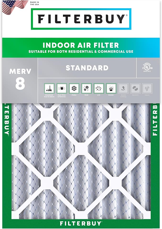 Filterbuy 20x23x4 Air Filter MERV 8 (MPR 700) Dust Defense Replacement (1-Pack), Electrostatic Pleated HVAC AC Furnace Filters, Made in USA (Actual Size: 19.50 x 22.50 x 3.63)