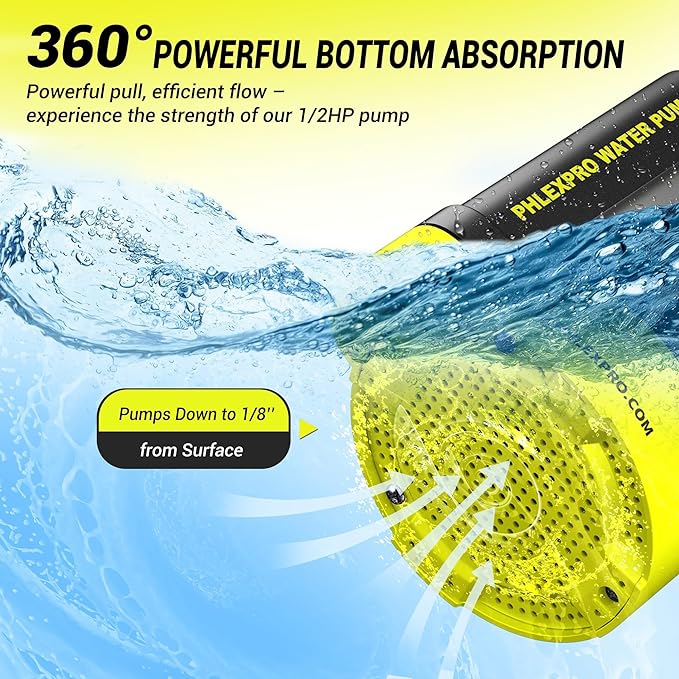 Sump Pump 1/2HP Submersible Water Pump, 2650GPH Utility Pump Thermoplastic Electric Portable Transfer Water Pump for Swimming Pool Garden Pond Basement with 16.4ft Long Power Cord