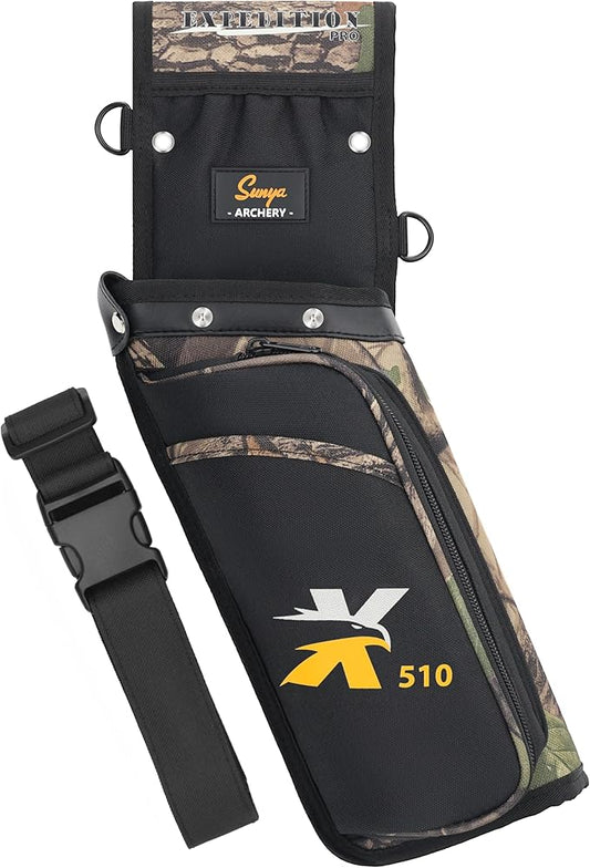 SUNYA X510 Field & Competition Hip Arrow Quiver | 3-Slot Noise-Free Archery Quiver with Sturdy Storage System (42x18cm)