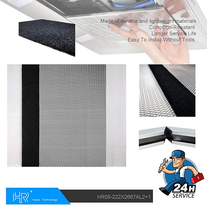 HR Huare Technology 97007696 Charcoal Range Hood Filter, fits Broan,Kenmore,Nutone, Alternative S88152, K7588, S51113711, 41F, Size 8-3/4 x 10-1/2 Inch,2Pack