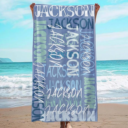 JML Personalized Beach Towel with Name, Custom Beach Towel with Name, Customized Microfiber Pool Towel, Quick Dry & Absorbent Swim Towel for Adult,Anniversary, Birthday, Summer Holiday,Vacation-FlexoryFit
