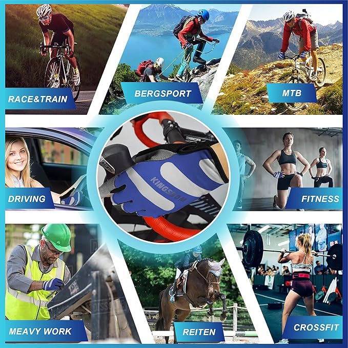 KINGSBOM Breathable Cycling Gloves, Shock-Absorbing Bike Gloves with Light Silicone Gel Pad, Anti-Slip Bicycle Gloves for Men and Women-FlexoryFit