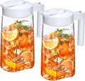 Amazing Abby - Slim Mini - 2-Pack Tritan Pitcher (48 oz), Unbreakable Plastic Water Pitcher with Lid, BPA-Free, Heat-Resistant, Dishwasher-Safe, Great for Both Iced and Hot Drinks, White