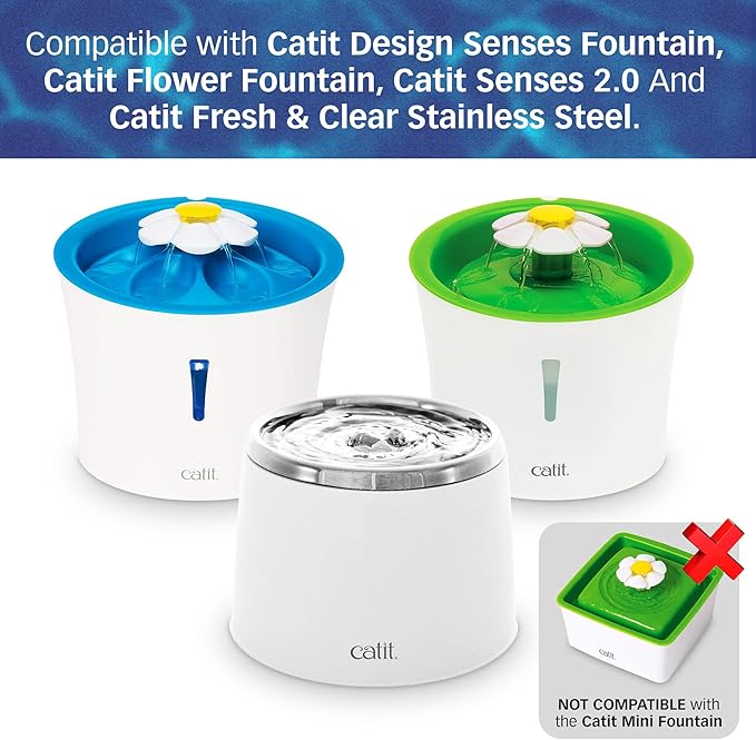 PetStandard Filters for Catit Design Senses Fountains and Catit Flower Fountains, Pack of 6