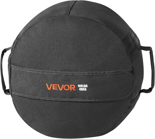 VEVOR Workout Sandbag, Heavy Duty Workout Power Bags with Handles, 100 lbs/45 kg Slam Bag for Fitness Strength Weight Training Cross-Training, Home Gym Exercise, Black (Unfilled)