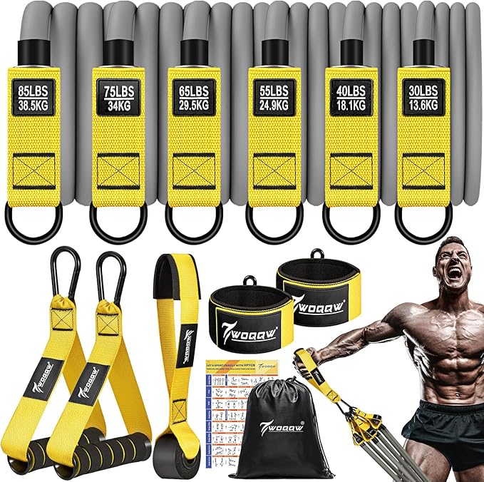 Heavy Resistance Bands for Working Out, 350lbs/450lbs Exercise Bands with Handles, Workout Bands Set for Men, Fitness Weight Bands for Muscle Strength Training, Stretching, Slim, Home Gym Equipment-FlexoryFit