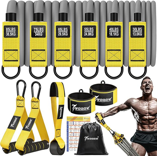 Heavy Resistance Bands for Working Out, 350lbs/450lbs Exercise Bands with Handles, Workout Bands Set for Men, Fitness Weight Bands for Muscle Strength Training, Stretching, Slim, Home Gym Equipment-FlexoryFit