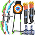 2 Pack Kids Bow and Arrow Set, LED Light Up Archery Toy Set with 30 Suction Cup Arrows, Standing Target, Quiver & 6 Score Targets, Bow and Arrows Set Toys Gift for 3-12 Year Old Kids Boys