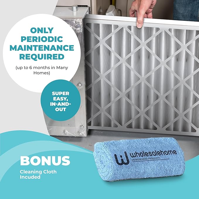 Honeywell 20x25x4 Air Filter Replacement MERV 11, FC100A1037 Pleated HVAC AC Furnace Filters with Wholesalehome Cleaning Cloth, (Actual Size: 19.94 x 24.88 x 4.38 Inches)