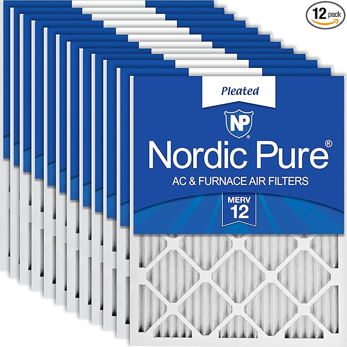 Nordic Pure 18x24x1 (17 1/2 x 23 1/2 x 3/4) Pleated MERV 12 Air Filters 12 Pack