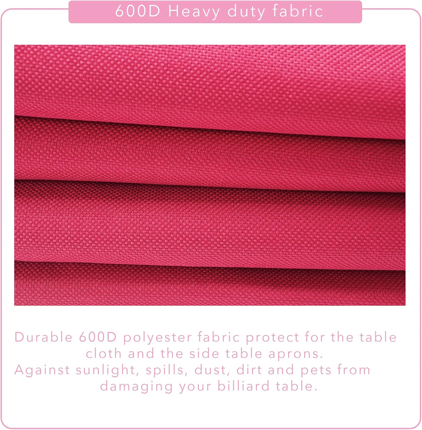 7/8/9FT Heavy Duty 600D Polyester Canvas Billiard Pool Table Cover(7 Colors Available) (Wine Red, 7-Foot)