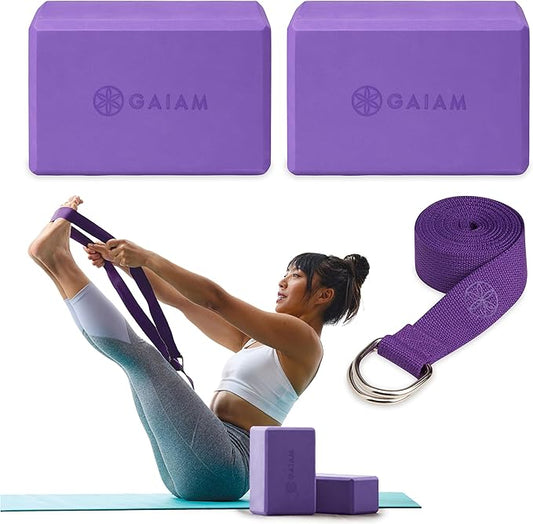 Gaiam Yoga Block - Supportive Latex-Free Eva Foam - Soft Non-Slip Surface with Beveled Edges for Yoga, Pilates, Meditation - Yoga Accessories for Stability, Balance, Deepen Stretches-FlexoryFit