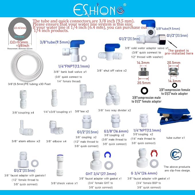 ESHIONG NSF Certified 3/8" O.D. Push to Connect Fittings - Image 2