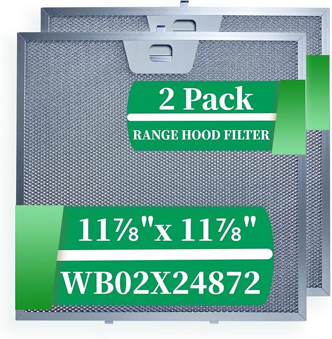 WB02X24872 Range Hood Grease Filter 11-7/8''x11-7/8'' 2pack For GE JVW5301BJ1TS JVW5301SJ1SS JVW5301FJ1D JVW5301EJ1ES JVW5301EJ2ES hood vent filter replacement