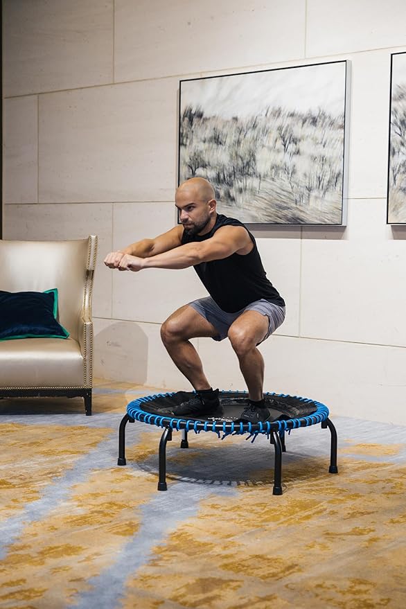 JumpSport 350 PRO Indoor Heavy Duty Fitness Trampoline, 39-inch | 36 Premium EnduroLast 4 Elastic Cords | Customized Bounce with 7 Settings | 300 lb Wt. Rating | 60-Day Free Trial to 350+ Videos-FlexoryFit