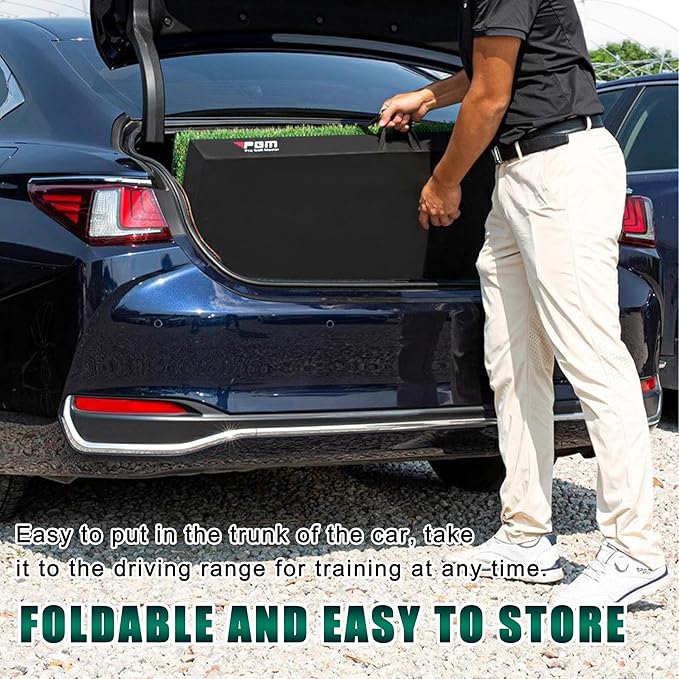 PGM 40"x 40" Golf Practice Mat - 4 Adjustable Simulation Slopes Golf Mats - Golf Hitting Mat - Golf Mats Practice Indoor Outdoor - Golf Training Mat - Golf Swing Trainer Aid