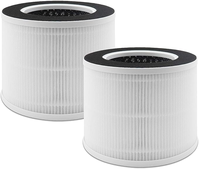 2 Pack True Air Purifier Filter Replacement for RENPHO RP-AP088, Compatible with RP-AP088W RP-AP088B RP-AP088-F1 and RP-AP088-F2, Activated Carbon Filter, White