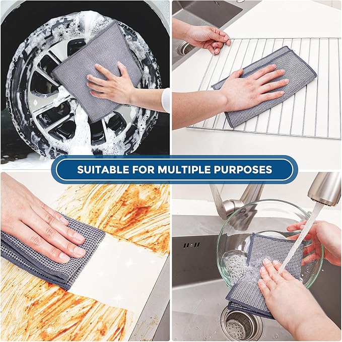 10 Pcs New Upgrade 3-Layer Non Scratch Wire Dishcloth,Wire Dishwashing Rag, Non-Scratch Wire Dishwashing Rags for Wet and Dry, Kitchen Cleaning Dish Rags for Cookware,Sinks, Dishes, Stove-FlexoryFit