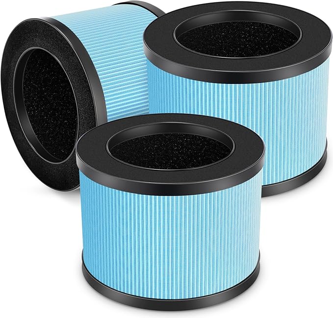MK-06 TZ-K1 DH-JH01 HEPA Replacement Filter Compatible with Tolife TZ-K1, for FreAire KN6391, for Kloudi DH-JH01, MJ012H and MJ001H Air Purifier (3 Pack Blue-Standard Version)