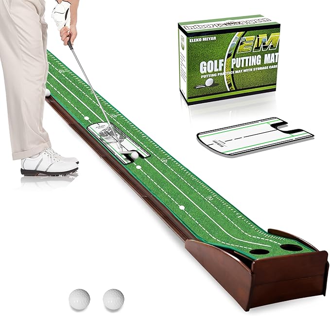 Putting Green Putting matt for Indoors Golf Putting Mat - Indoor Putting with Ball. Putting matt for Golf Practice, Portable and Easy to Clean. Great Gift