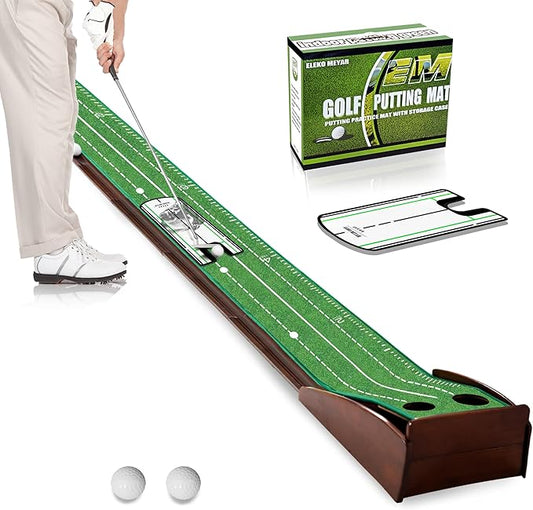Putting Green Putting matt for Indoors Golf Putting Mat - Indoor Putting with Ball. Putting matt for Golf Practice, Portable and Easy to Clean. Great Gift