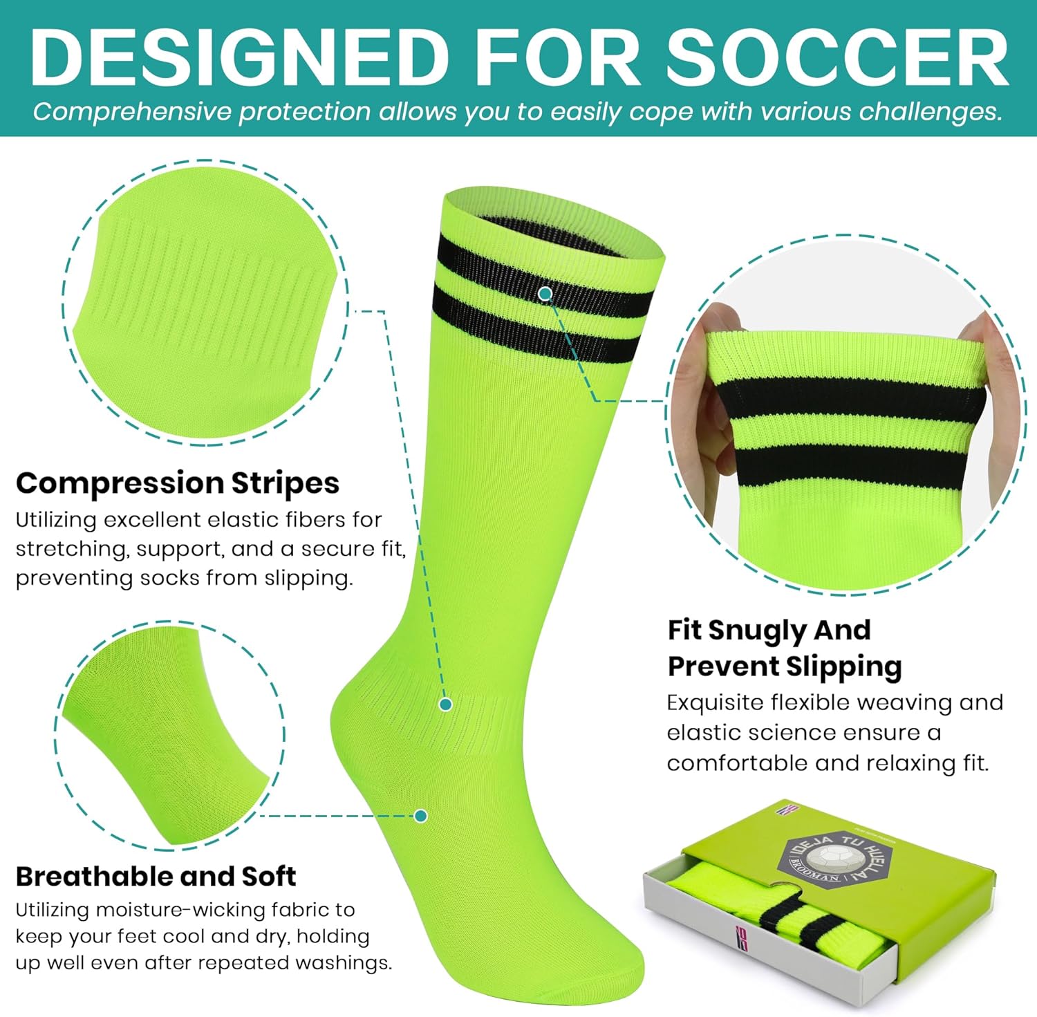 brooman Kids Firm Ground Soccer Cleats Boys Girls Football Cleats with Soccer Socks