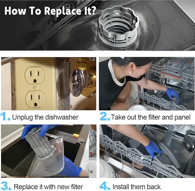 645038 Dishwasher Drain Mesh Micro Filter Exact Fit for Bosch Thermador Kenmore Dishwashers Replaces 00651097 1560725 AH3479708 AP4339631 PS8730270 Filter Basket for Circulation Pump (1)