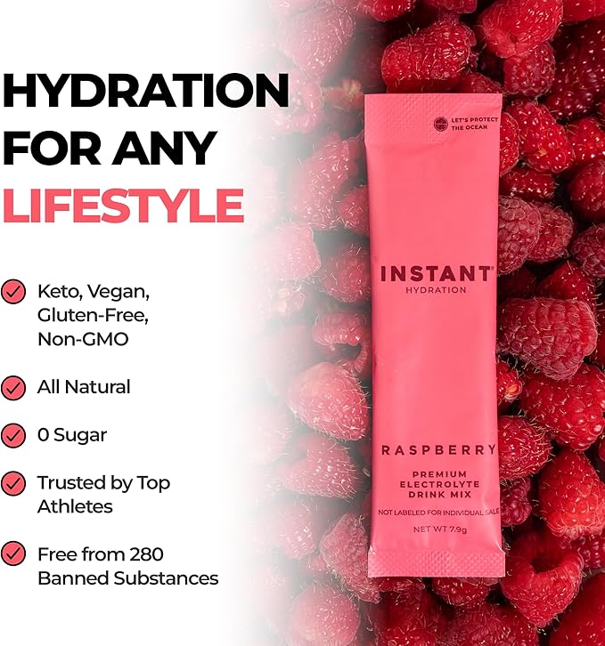 Instant Hydration Electrolytes Powder Packets - Raspberry Electrolyte Drink Mix - Zero Sugar - Keto, Vegan, Gluten-Free, Non-GMO - Boost Recovery, Brain Health, Muscle & Tissue Support- 30 Sticks-FlexoryFit