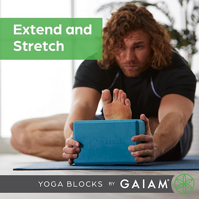 Gaiam Yoga Block - Supportive Latex-Free Eva Foam - Soft Non-Slip Surface with Beveled Edges for Yoga, Pilates, Meditation - Yoga Accessories for Stability, Balance, Deepen Stretches-FlexoryFit