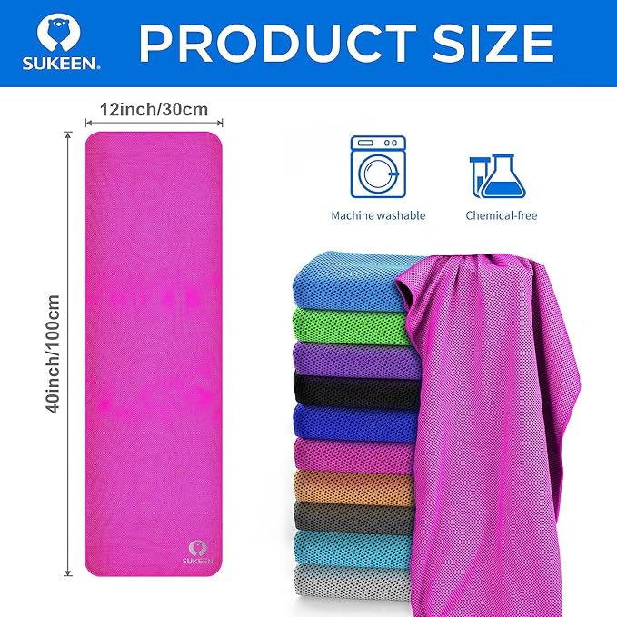 Sukeen Cooling Towel (40"x12"),Ice Towel,Soft Breathable Chilly Towel,Microfiber Towel for Yoga,Sport,Running,Gym,Workout,Camping,Fitness,Workout & More Activities-FlexoryFit