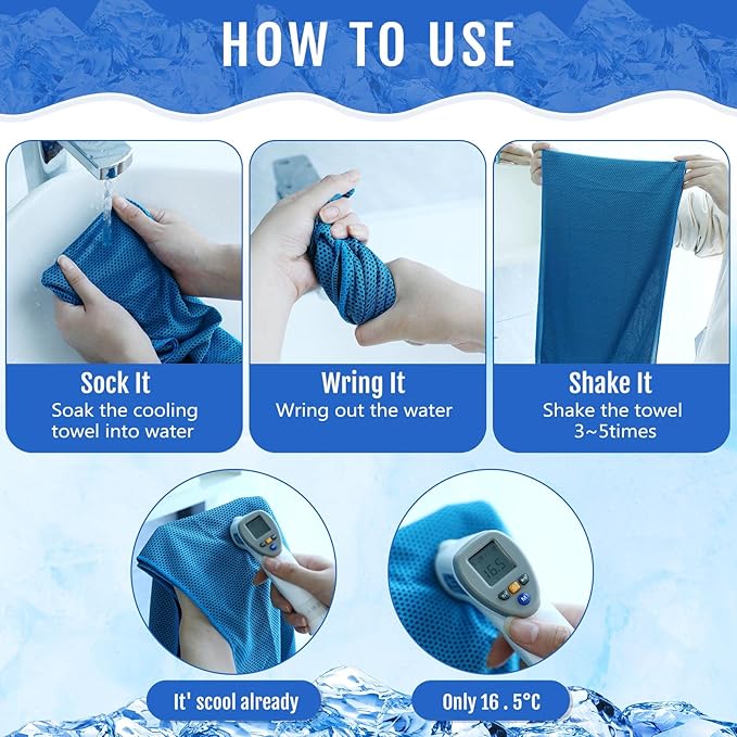 Hosuly 30 Pack Cooling Towels, 40"x12" Ice Breathable Soft Chilly Sweat Rag Microfiber Workout Rags for Gym Cooling Towels for Neck and Face for Yoga Golf Sport Running-FlexoryFit