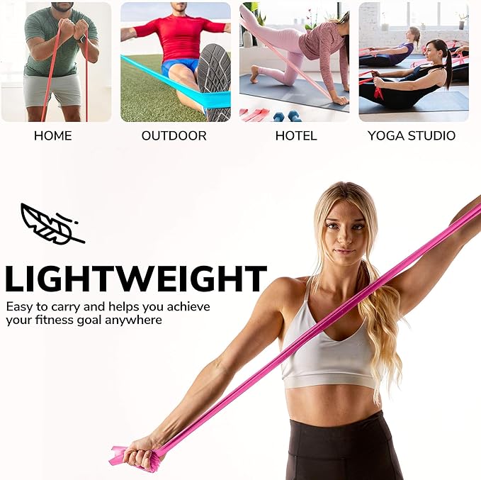 7Ft Long Resistance Bands for Stretching - Resistance Bands Set with Door Anchor - Exercise Bands Including Carry Pouch, E-Book & App - Latex-Free Workout Bands-FlexoryFit