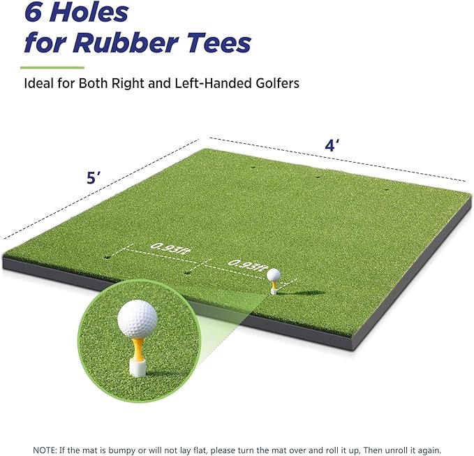 Golfguru Golf Mat, 5x4ft/5x5ft Dense Elite Golf Hitting Mats Practice with 10 Balls, 9 Tees, Heavy Duty Artificial Hitting Training Matt for Backyard Driving Chipping Indoor Outdoor Simulators