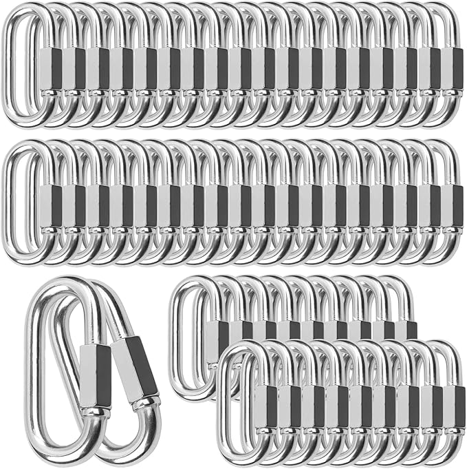Quick Links, Chain Links Connector, 620lbs Capacity Heavy Duty Carabiner Clips, Galvanized Thread Quick Link Hardware for Safety Chain Swing Gym Hammock, Screw Lock Oval Locking Carabiner