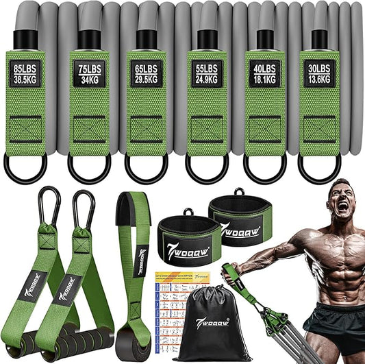 Heavy Resistance Bands for Working Out, 350lbs/450lbs Exercise Bands with Handles, Workout Bands Set for Men, Fitness Weight Bands for Muscle Strength Training, Stretching, Slim, Home Gym Equipment-FlexoryFit