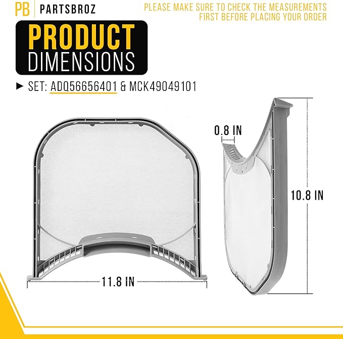 PartsBroz ADQ56656401 Dryer Lint Filter & MCK49049101 Trap Screen Cover Housing for LG Dryer Lint Filter Replacement, Kenmore Elite Dryer Parts for Vent ADQ566564 PS3531962 DLE3500W DLE3170W DLE3600W