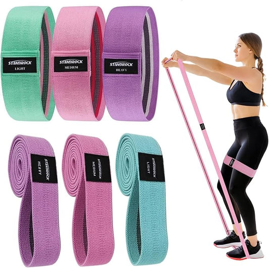 Fabric Resistance Bands for Working Out, 3 and 4 Levels Booty Bands Long Resistance Bands for Women and Men | Elastic Bands for Exercise Bands Resistance Workout Bands Resistance-FlexoryFit