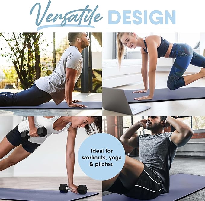 MICRODRY Deluxe Fitness Exercise Yoga Mat for Home & Gym, Extra Thick for High Impact Training, Multi Layered Skid Resistant Surface, Odor Neutralizing with Carrying Strap-FlexoryFit