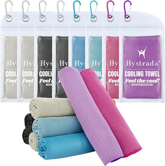 8 Packs Cooling Towel (40 x 12), Ice Towel, Microfiber, Soft Breathable Chilly Towel Stay Cool for Yoga, Workout, Sport, Gym, Camping, Fitness, Running, Workout & More Activities - Multicolor-FlexoryFit