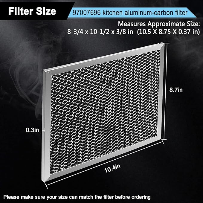 97007696 Charcoal Filter Replacement for Range Hood 41F Grease Filter 6105c 8-3/4" x 10-1/2" Aluminum Mesh Charcoal Carbon Filter Compatible with Most Brand Stove Vents -3 PACKS by Fetechmate
