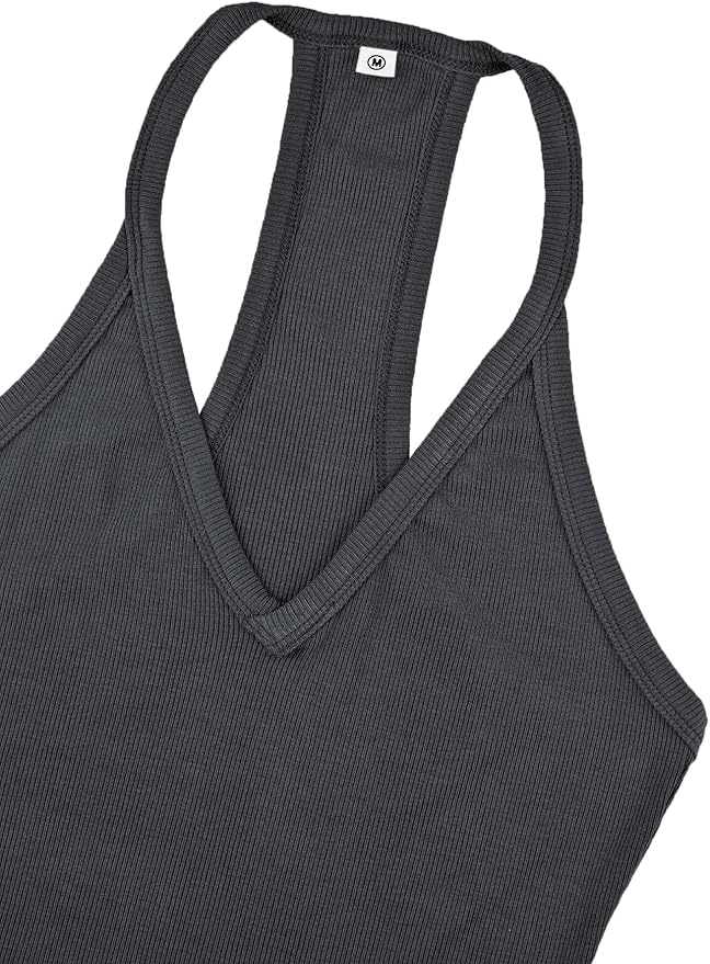 iGENJUN Workout Tops for Women Racerback Basic Tank Summer 2025 Camisole V Neck Slim Fit Ribbed Sleeveless-FlexoryFit