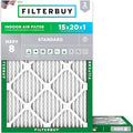 Filterbuy 15x20x1 Air Filter MERV 8 (MPR 700) Dust Defense Replacement (2-Pack), Electrostatic Pleated HVAC AC Furnace Filters, Made in USA (Actual Size: 14.50 x 19.50 x 0.75)