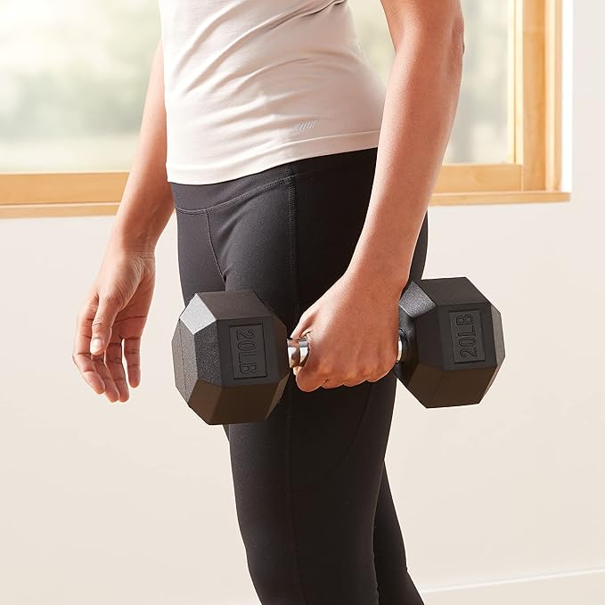 Amazon Basics Rubber Hex Dumbbell Hand Weight-FlexoryFit