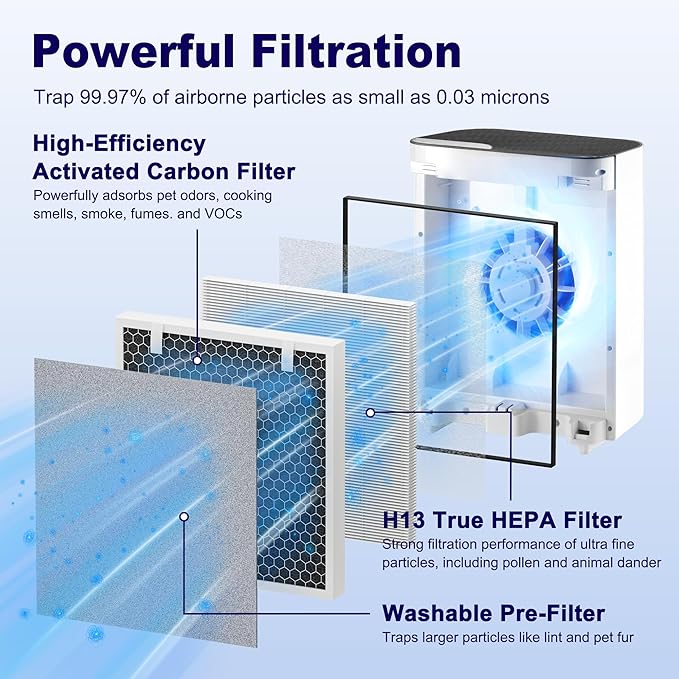 4 Pack Vital 100 Replacement Filter for LEVOIT Vital 100 Air Purifier, H13 True HEPA and High-Efficiency Activated Carbon Filter, Part Number Vital 100-RF