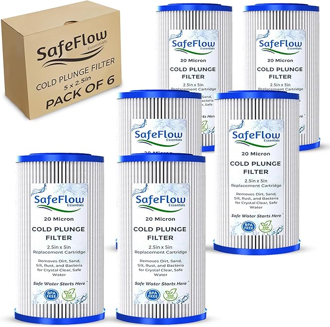 5" x 2.5" Cold Plunge Filter 20 Micron – Fits The Pod Ice Cold Plunge Water Chiller, Cold Plunge Filters, and Under Kitchen Sink Systems (6)