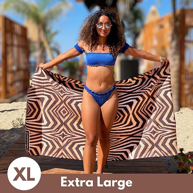 ECCOSOPHY Microfiber Beach Towel - Sand Free Towels are Quick Dry, Light Weight, Super Absorbent - Perfect Pool, Travel, Cruise, Camping Essentials - Oversized Extra Large for Adults 71x35 in-FlexoryFit
